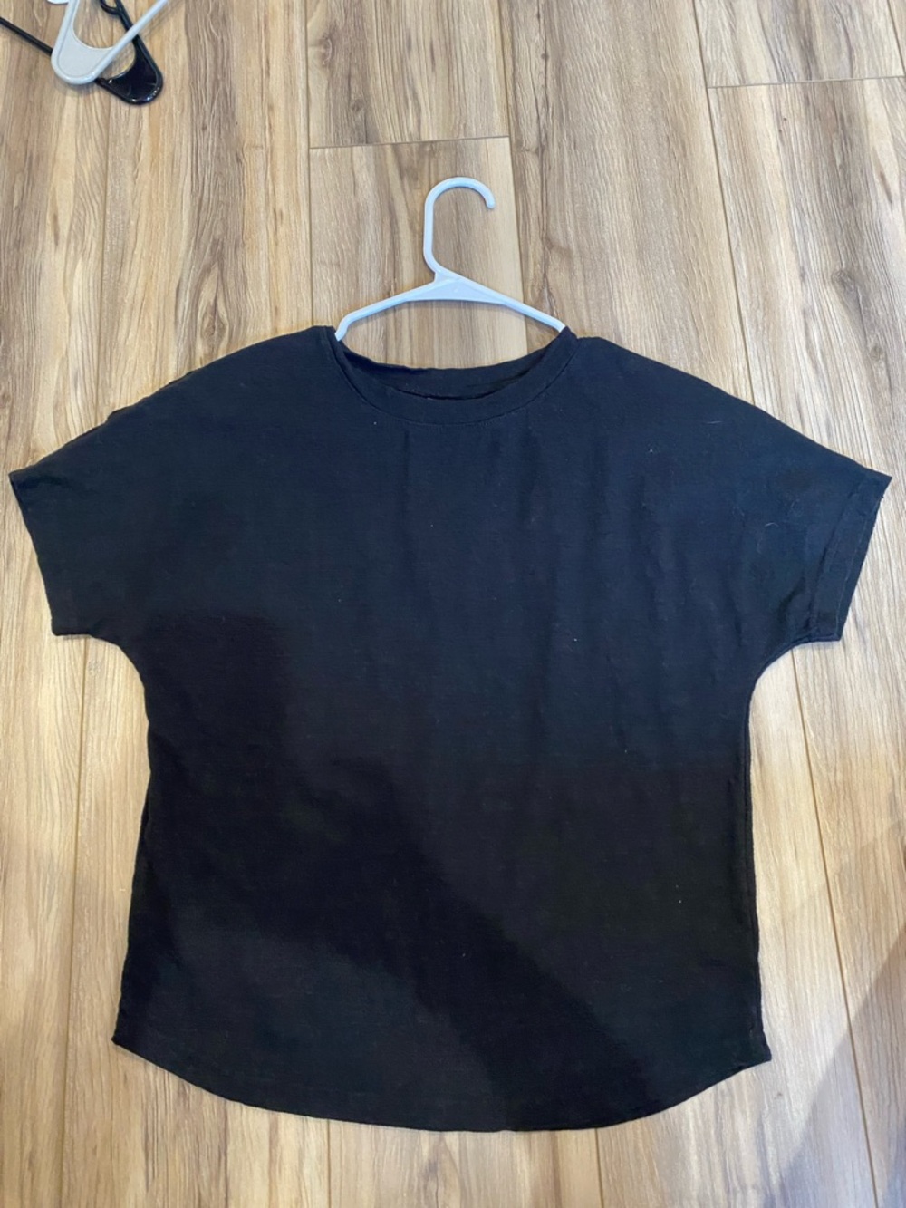 Zella Black Crewneck Tee with Yellow Logo Accent